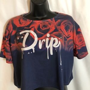 Navy Blue Drip Crop Top